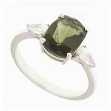 Anello Argento con moldavite e zirconi 983