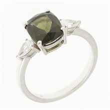 Anello Argento con moldavite e zirconi 983