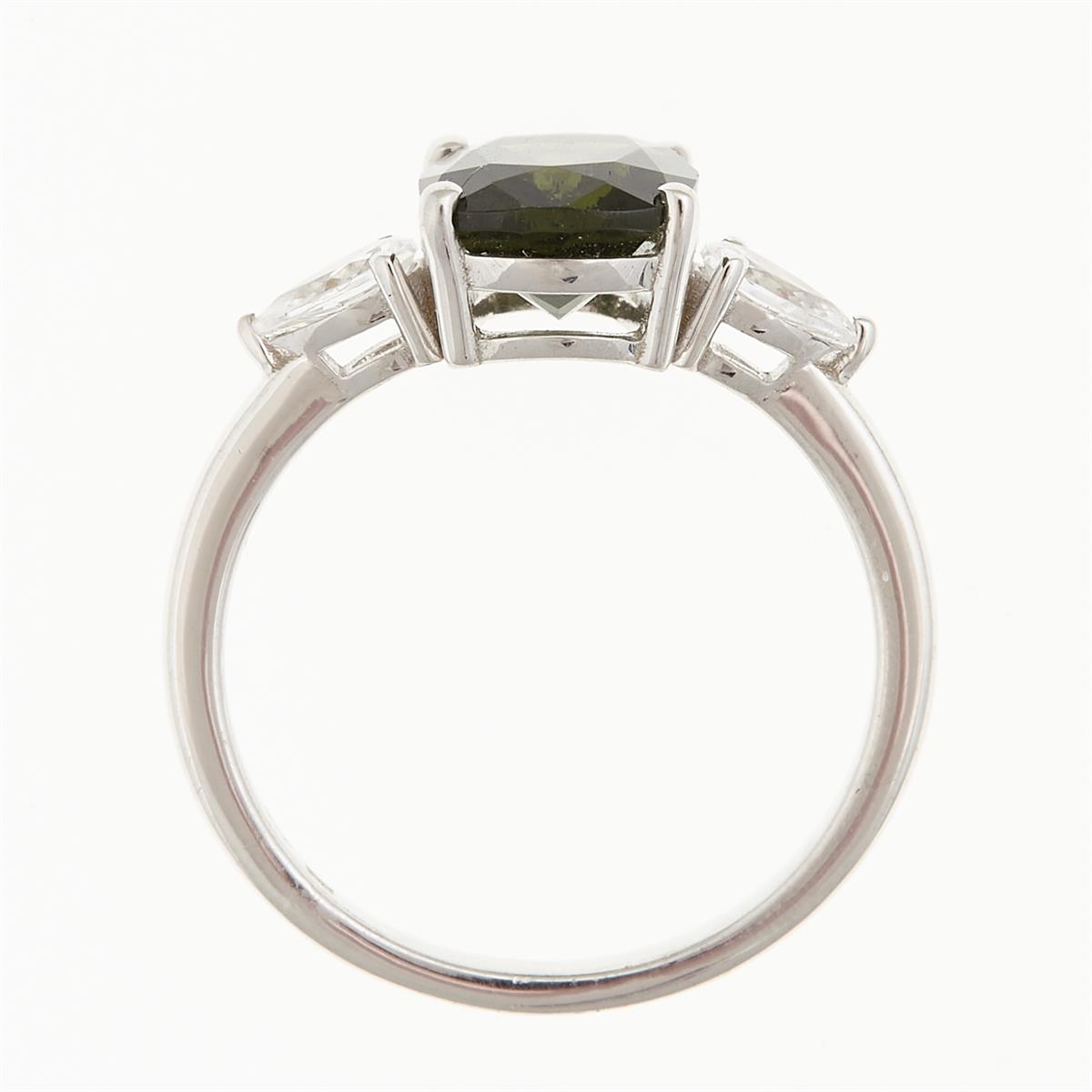 Silver ring mit moldavite and zircons 983
