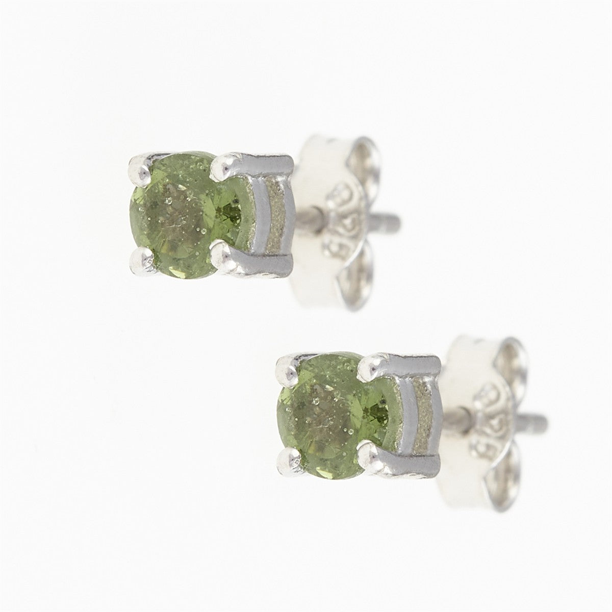Silver earrings with moldavites 014