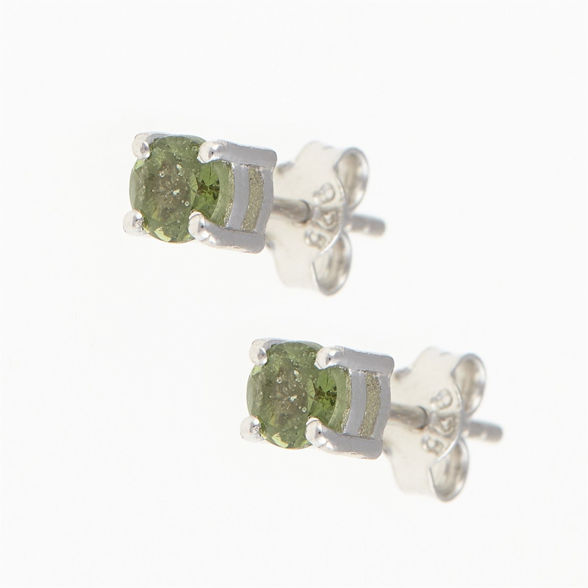 Silver earrings with moldavites 014