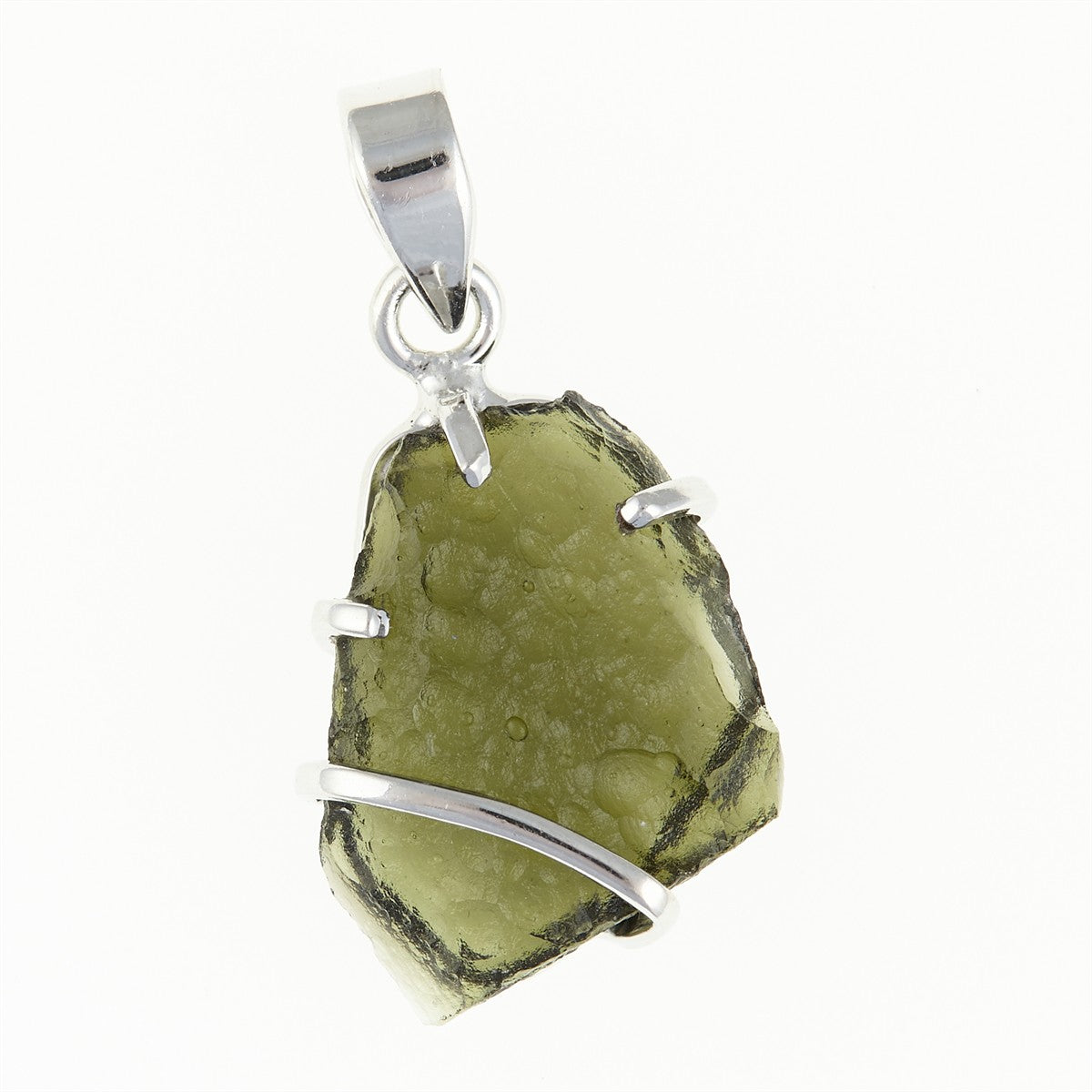 Silver pendant with a moldavite SATP014