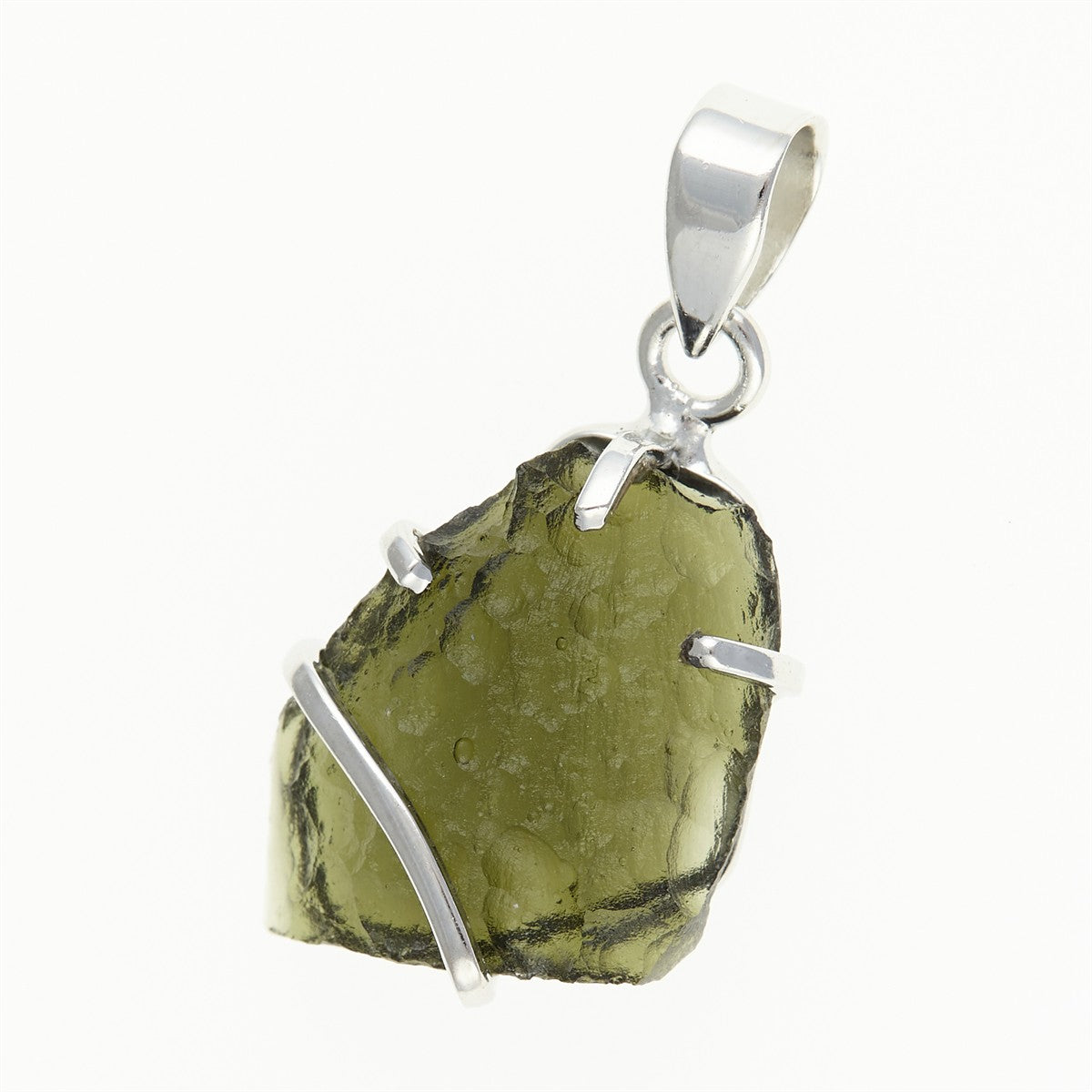 Silver pendant with a moldavite SATP014