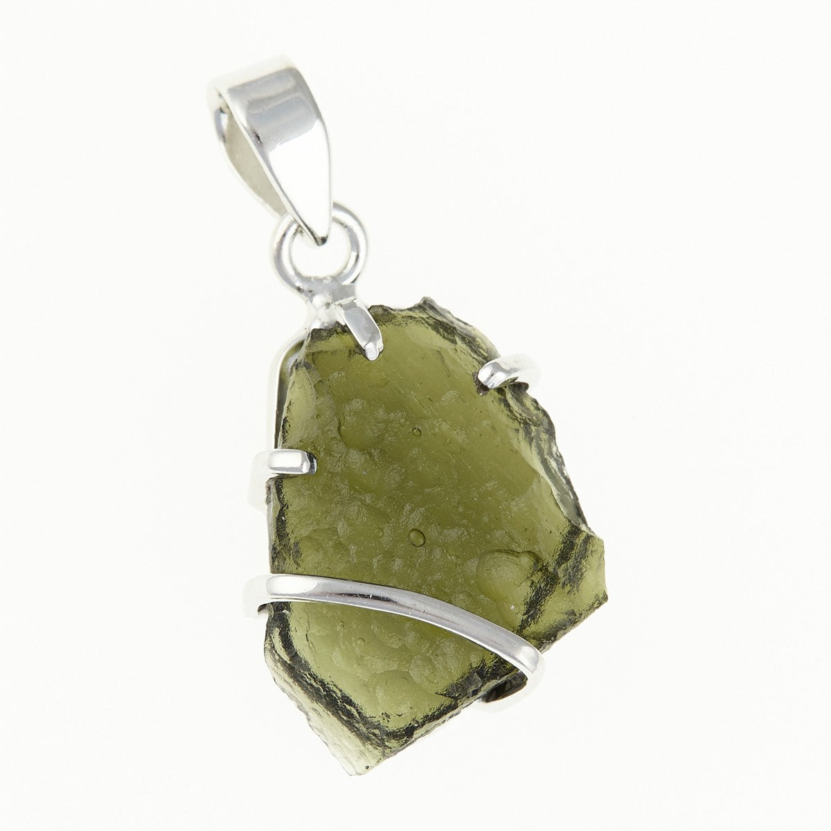 Silver pendant with a moldavite SATP014