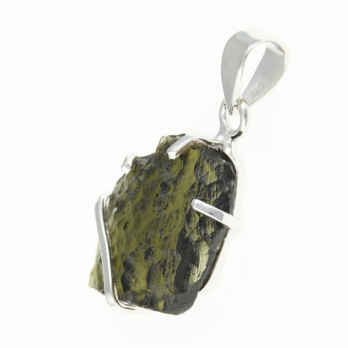 Silver pendant with a moldavite SATP014