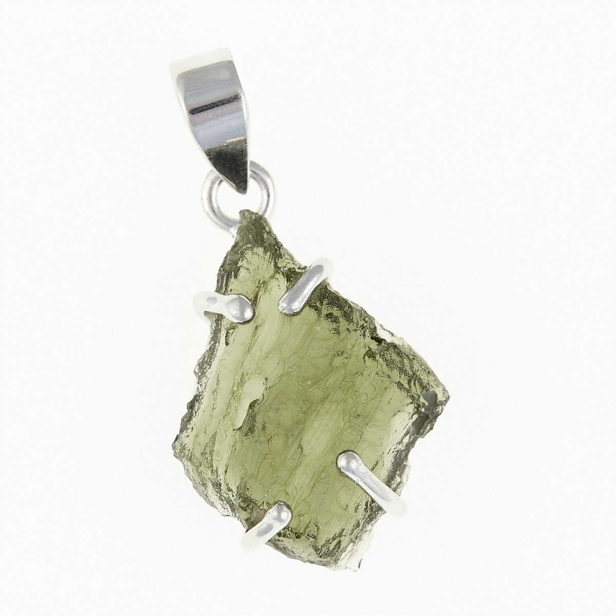 Silver pendant with a moldavite SATP020