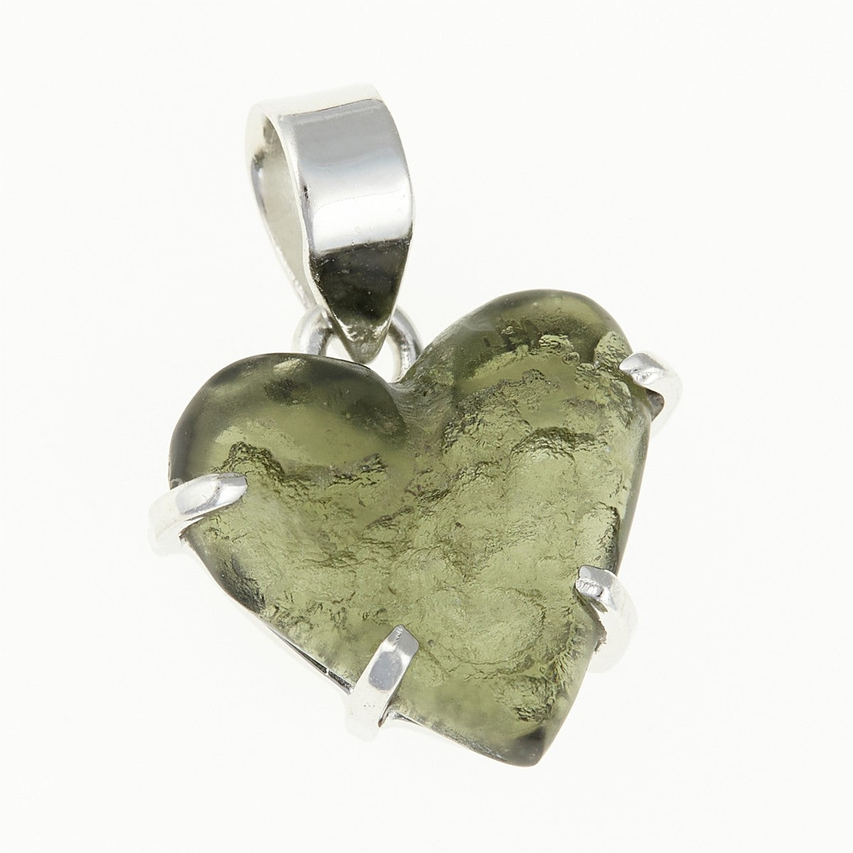Silver pendant with moldavite - heart SATP048
