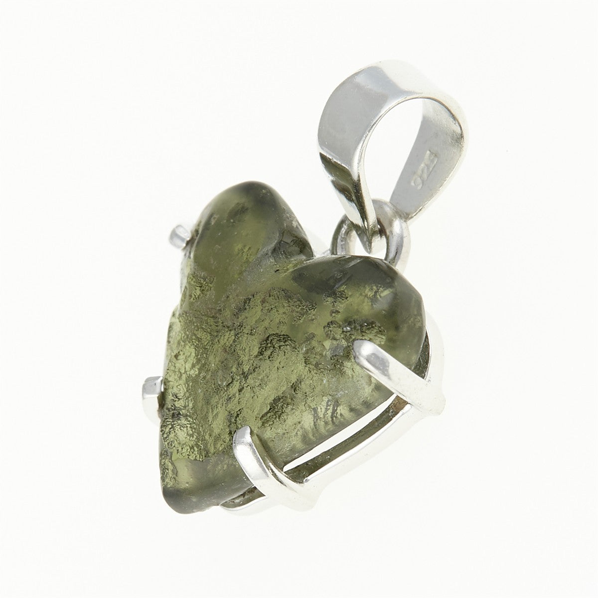 Silver pendant with moldavite - heart SATP048