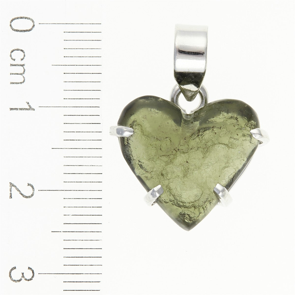 Silver pendant with moldavite - heart SATP048