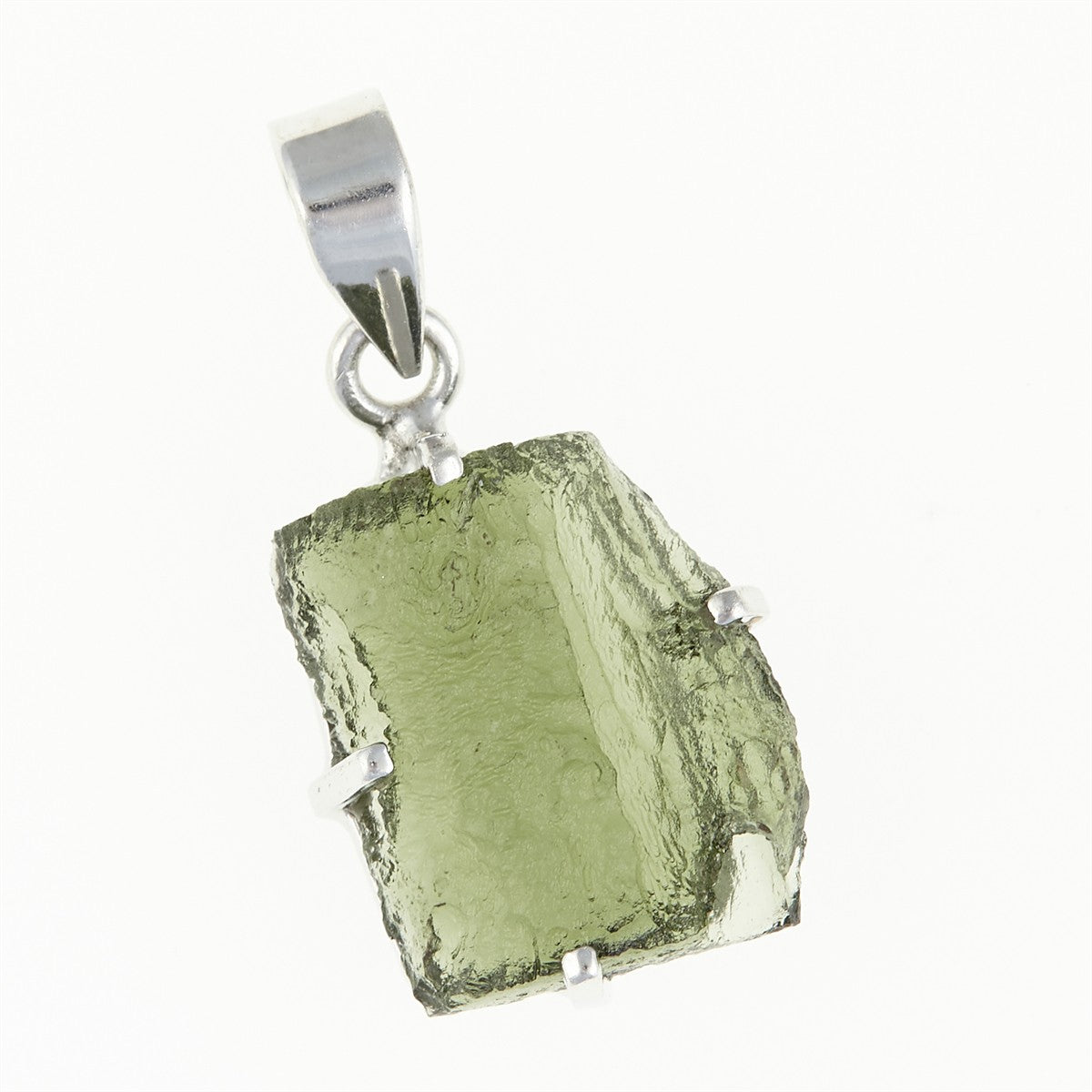 Silver pendant with a moldavite SATP052