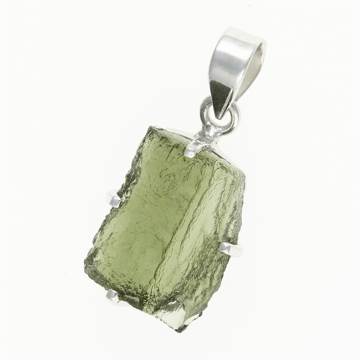 Silver pendant with a moldavite SATP052