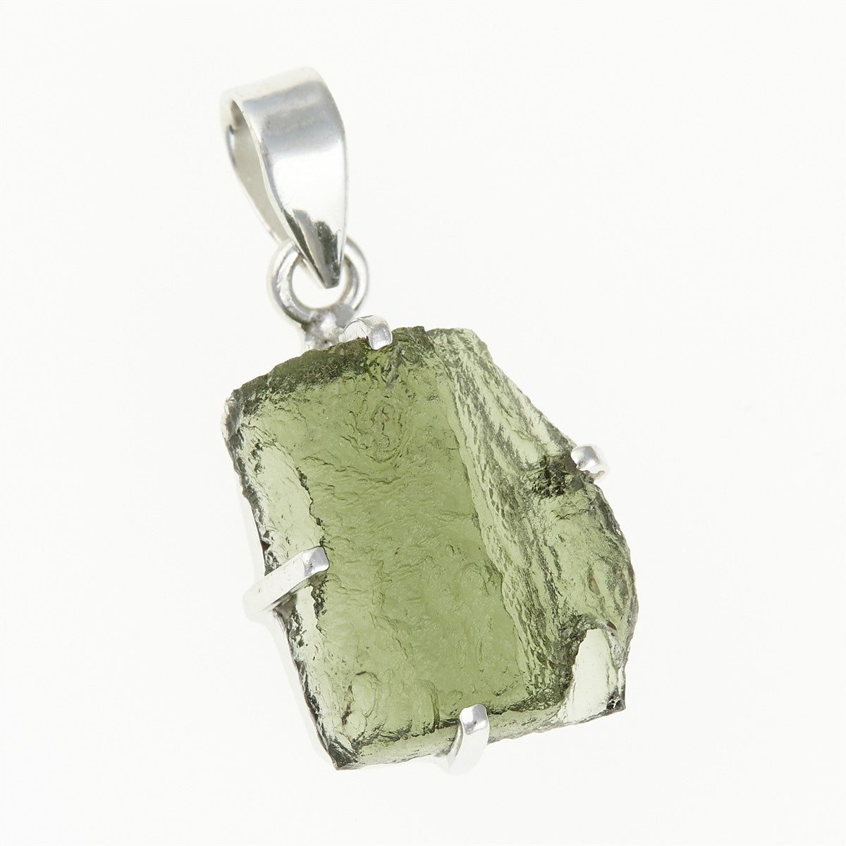 Silver pendant with a moldavite SATP052