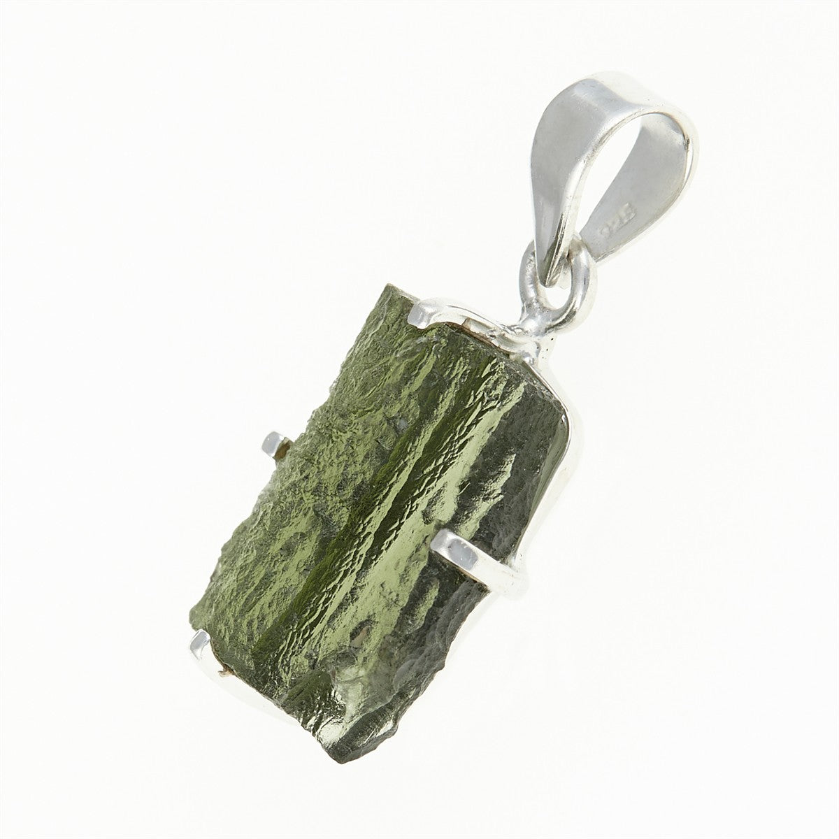 Silver pendant with a moldavite SATP052