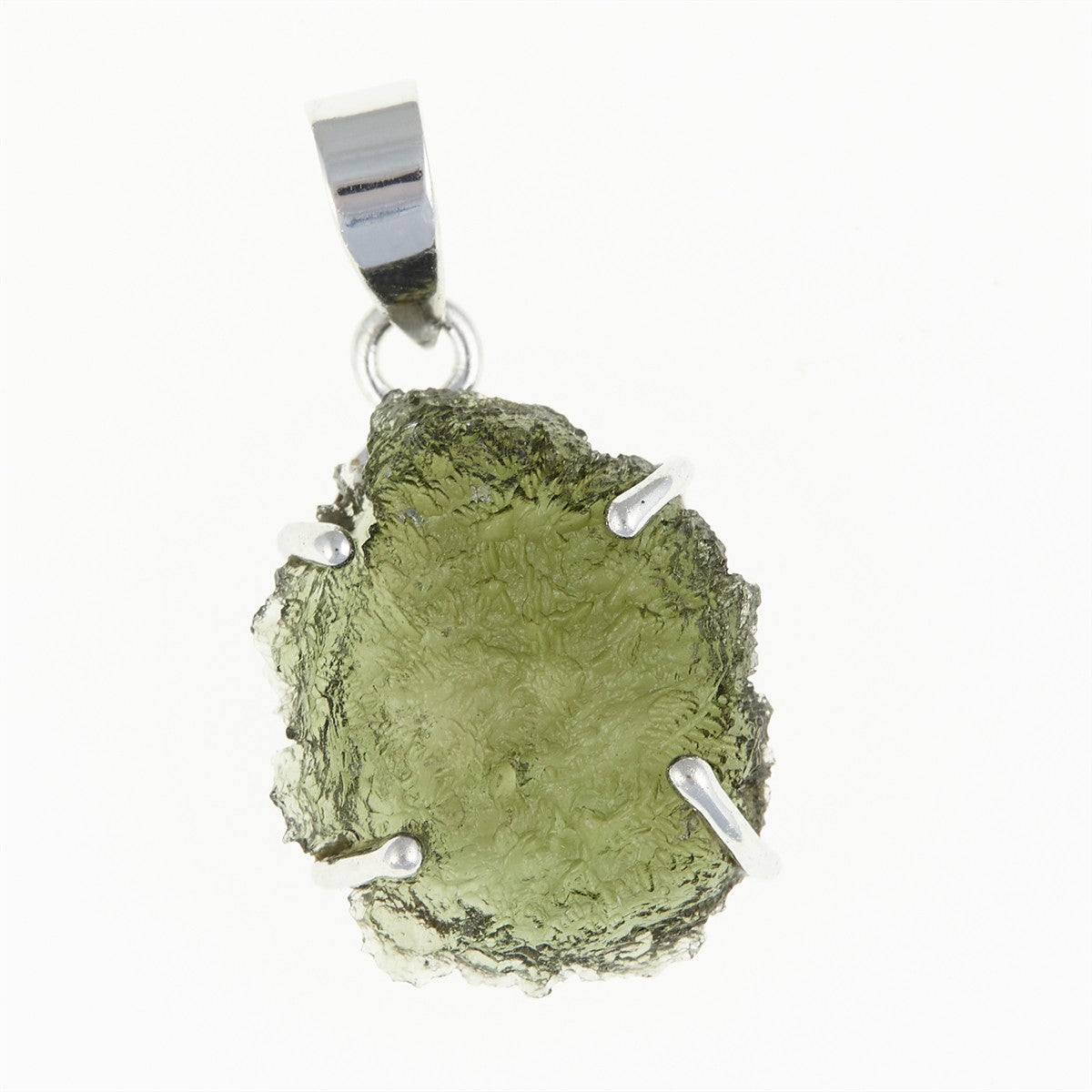 Silver pendant with a moldavite SATP062