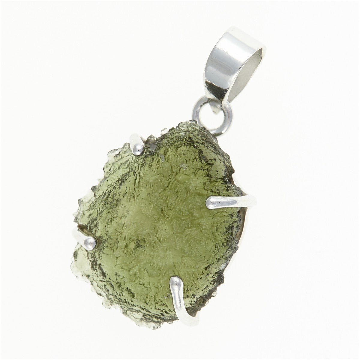 Silver pendant with a moldavite SATP062