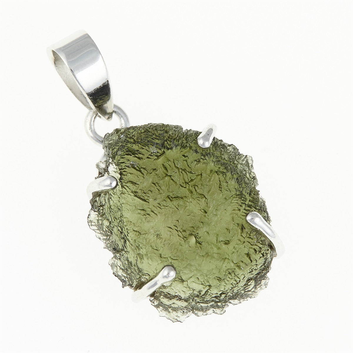 Silver pendant with a moldavite SATP062