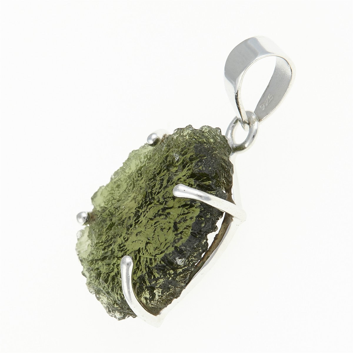 Silver pendant with a moldavite SATP062