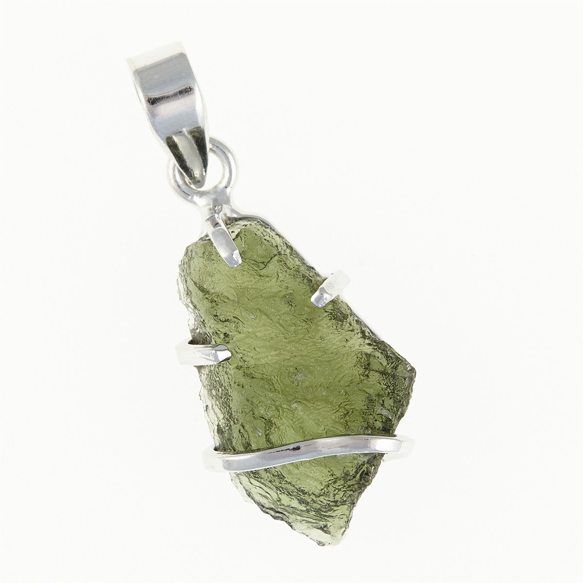 Silver pendant with a moldavite SATP065