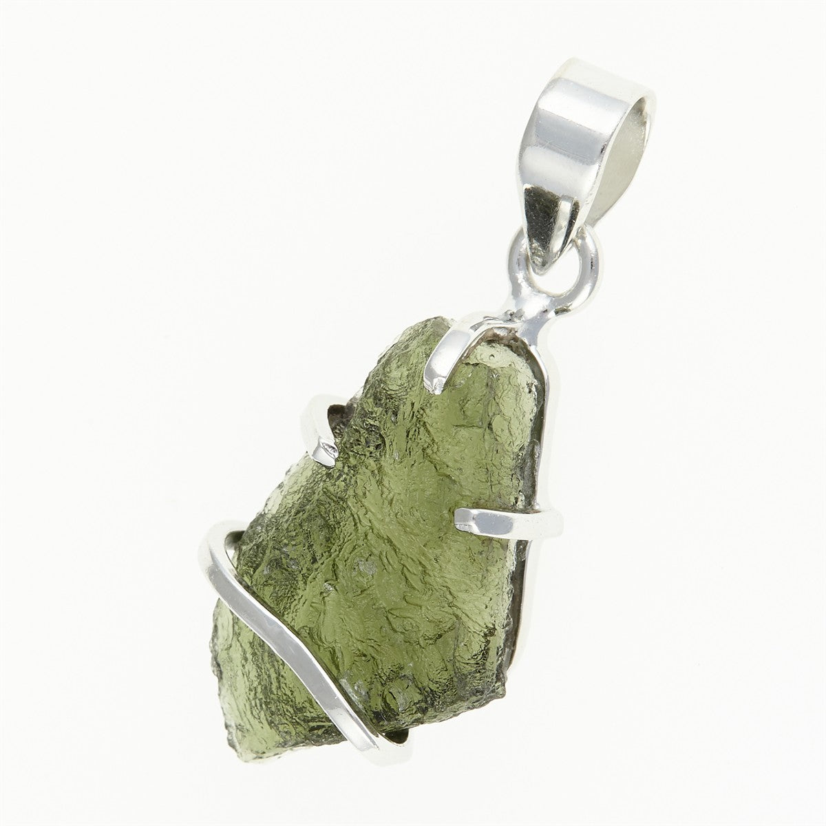 Silver pendant with a moldavite SATP065
