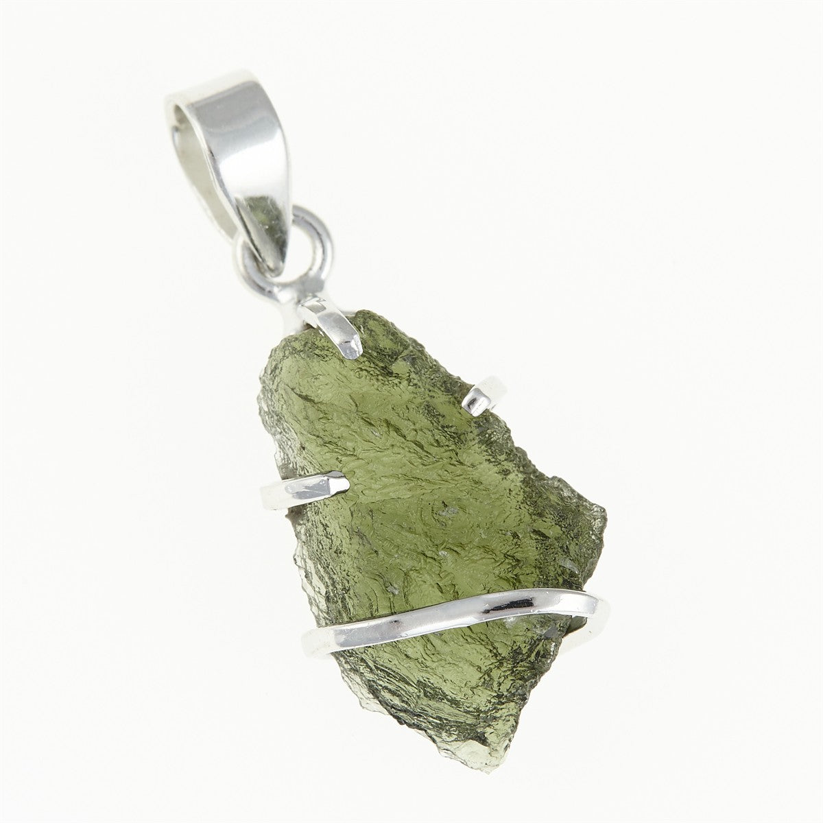 Silver pendant with a moldavite SATP065