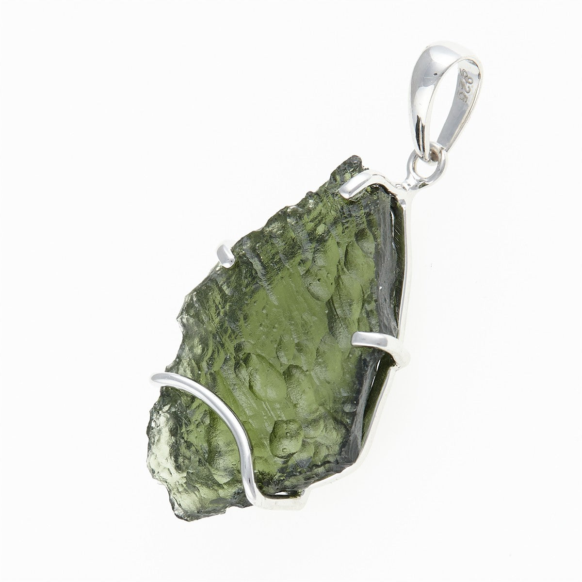 Silver pendant with a moldavite SM12004