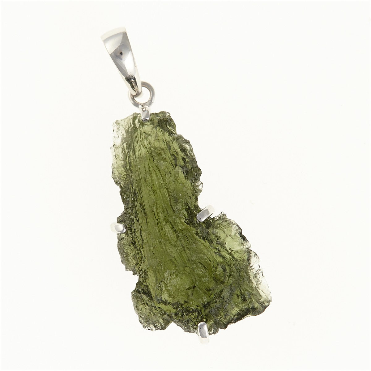 Silver pendant with a moldavite SM12006
