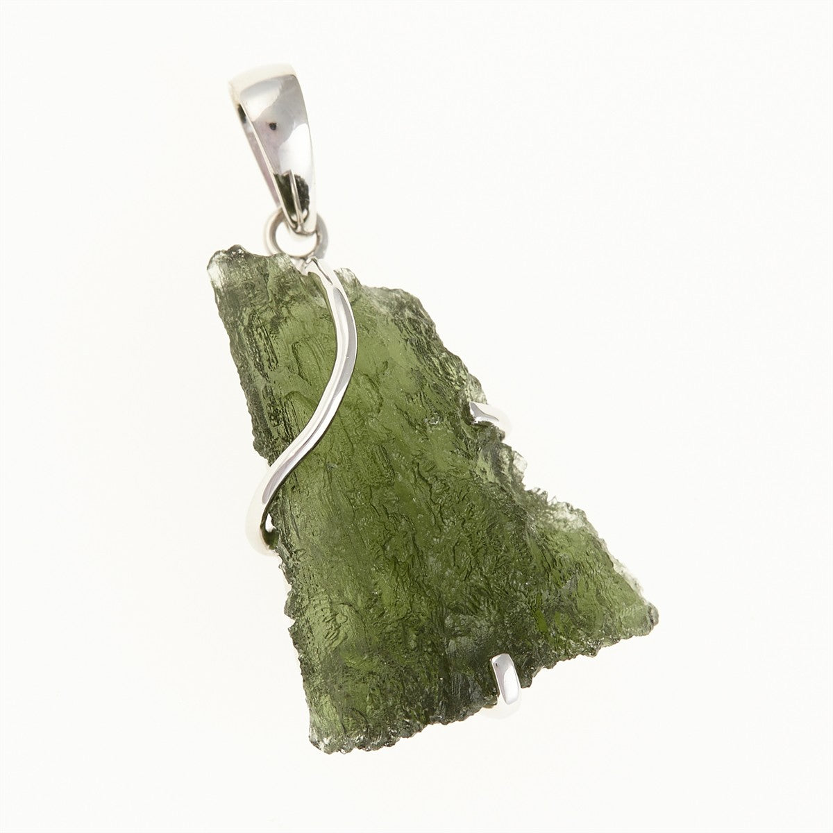 Silver pendant with a moldavite SM12009