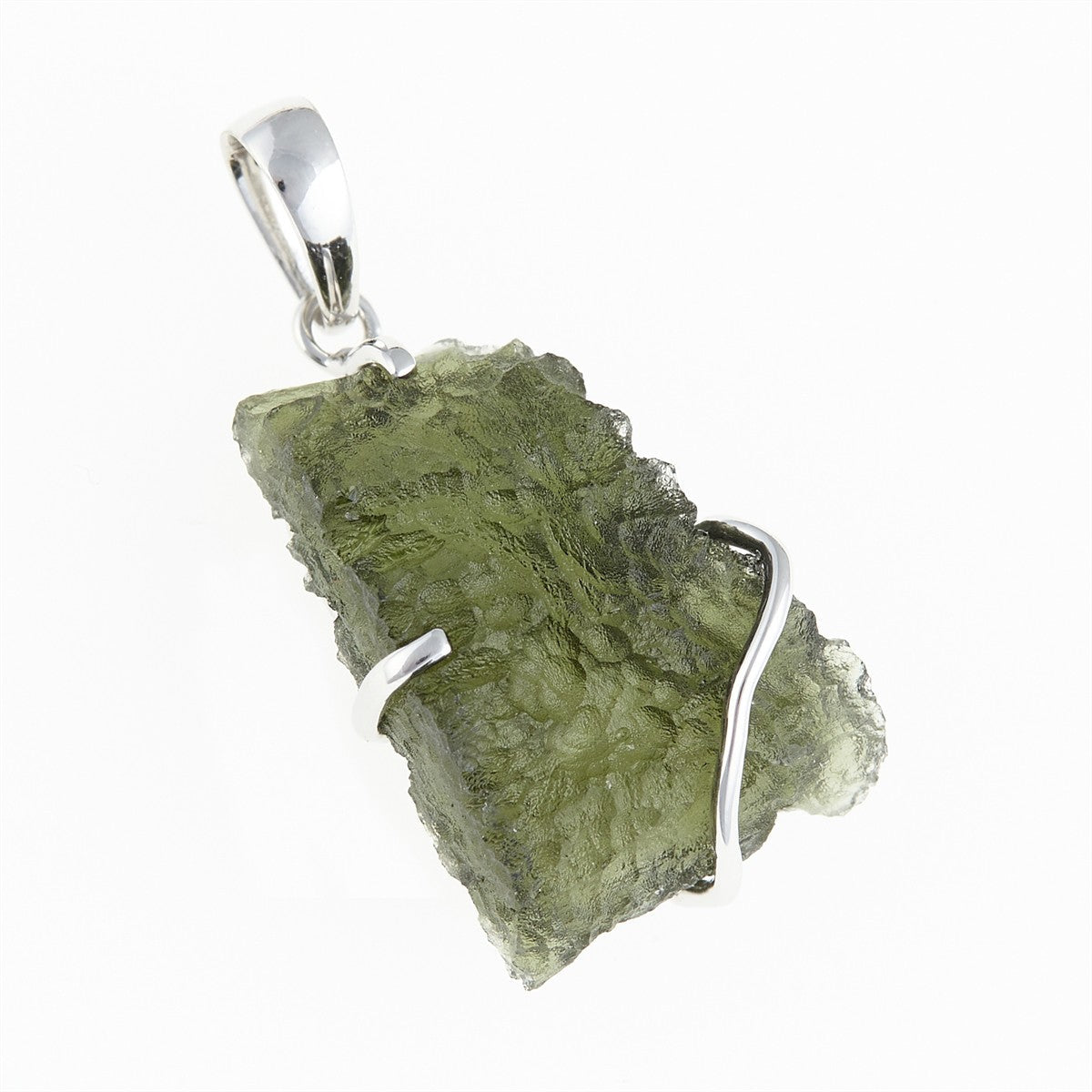 Silver pendant with a moldavite SM12010