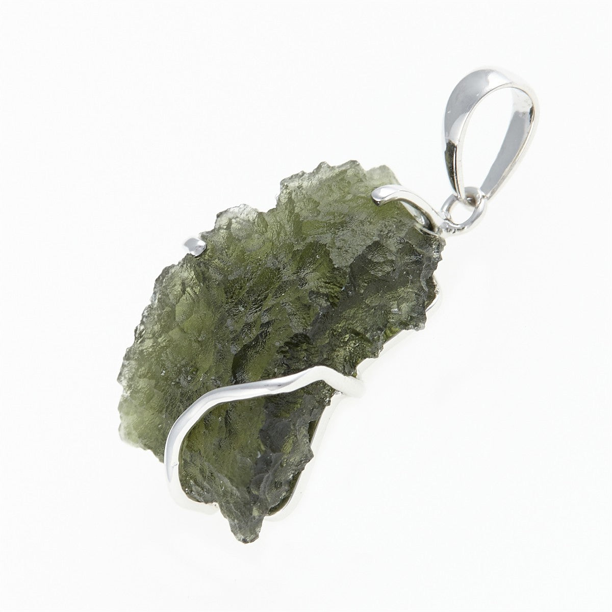 Silver pendant with a moldavite SM12010
