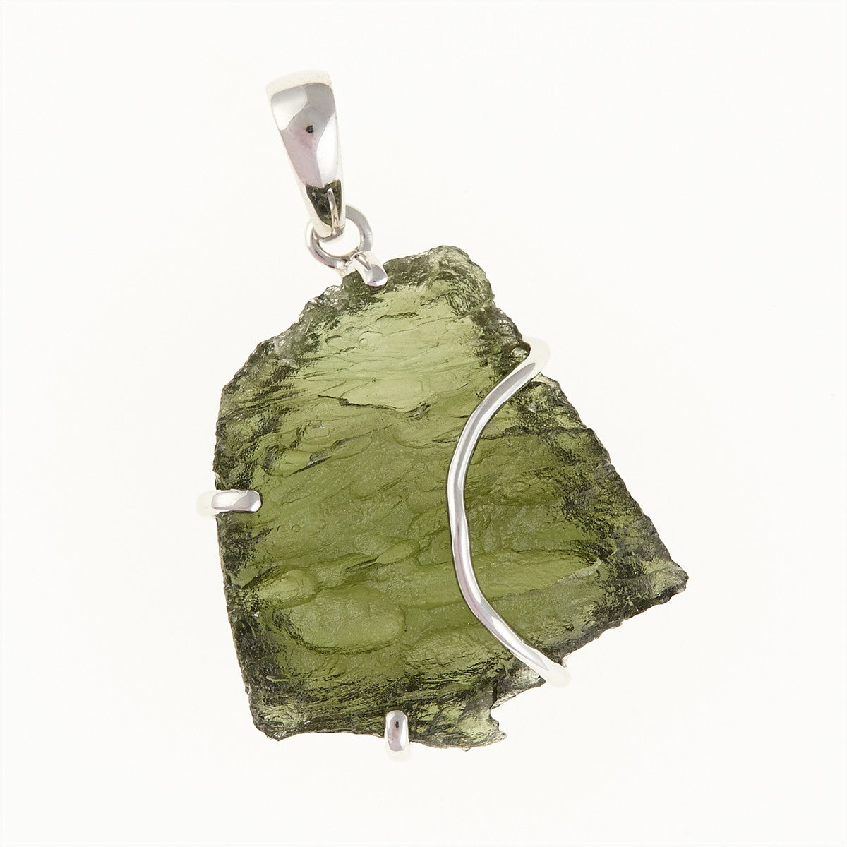 Silver pendant with a moldavite SM12038