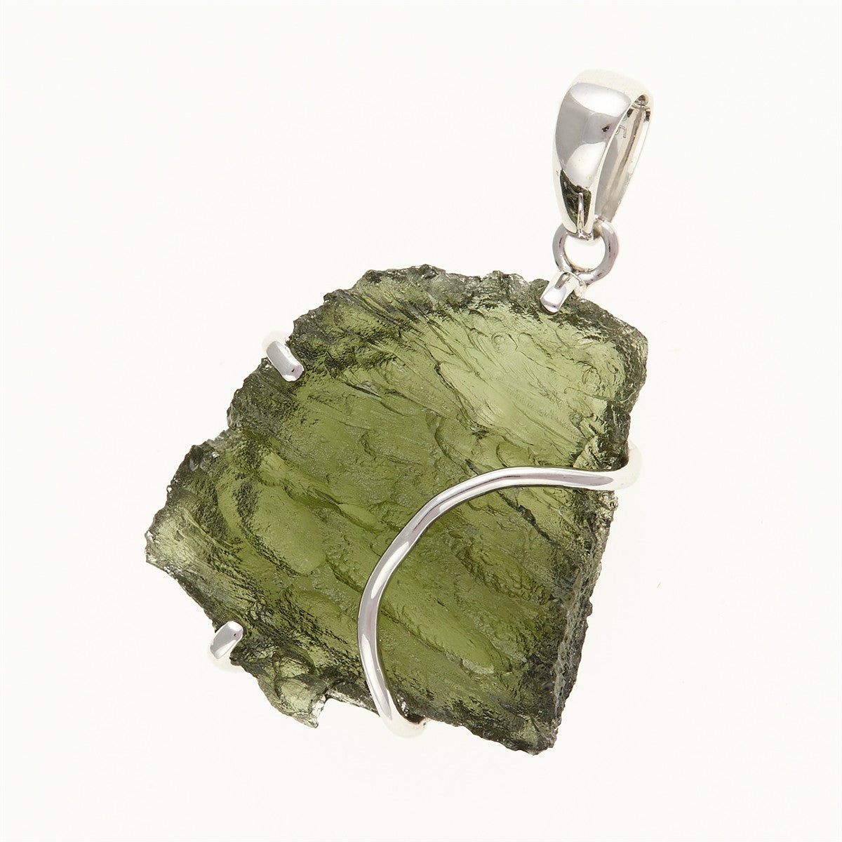 Silver pendant with a moldavite SM12038