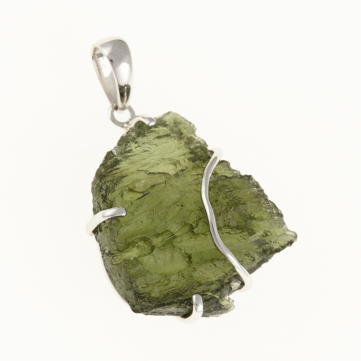 Silver pendant with a moldavite SM12038