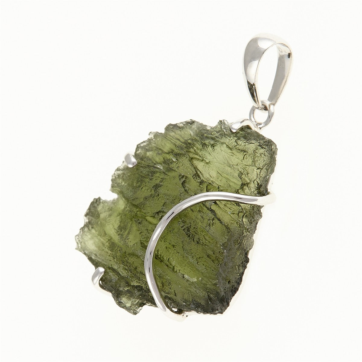 Silver pendant with a moldavite SM12038