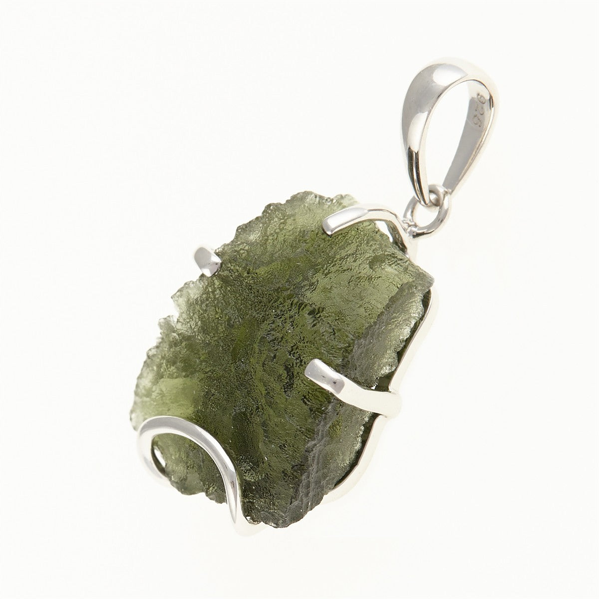 Silver pendant with a moldavite SM12066