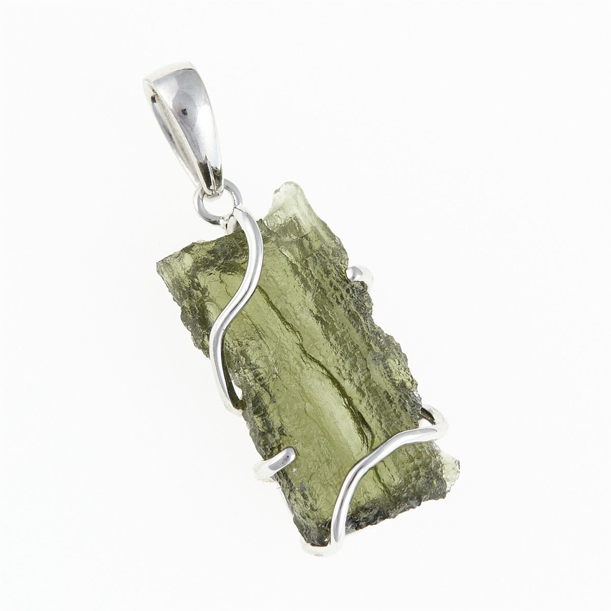 Silver pendant with a moldavite SM12070