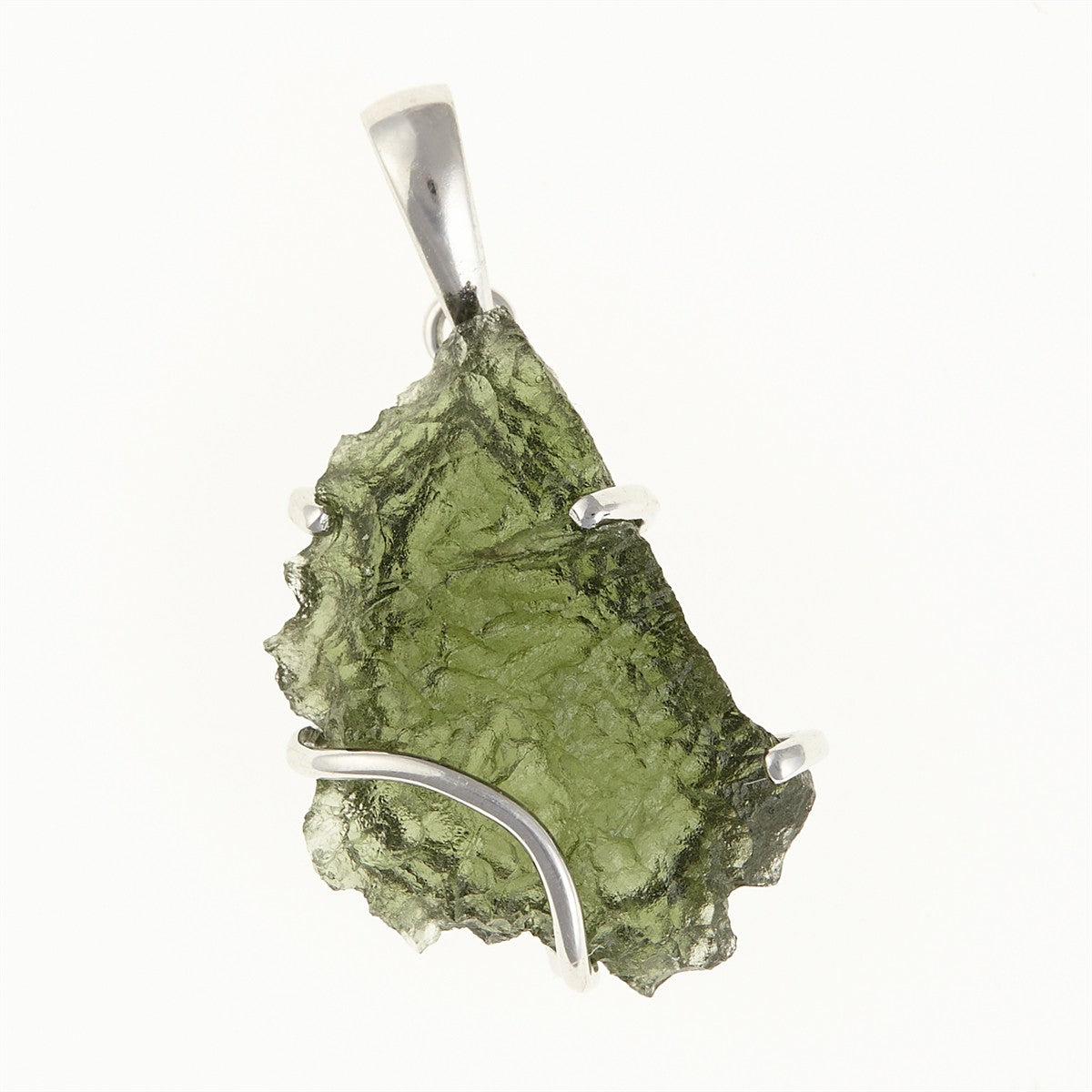 Silver pendant with a moldavite SM12074