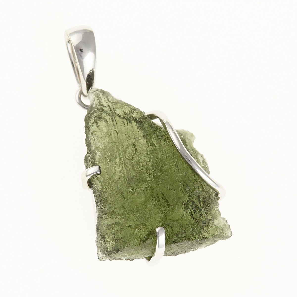 Silver pendant with a moldavite SM12077