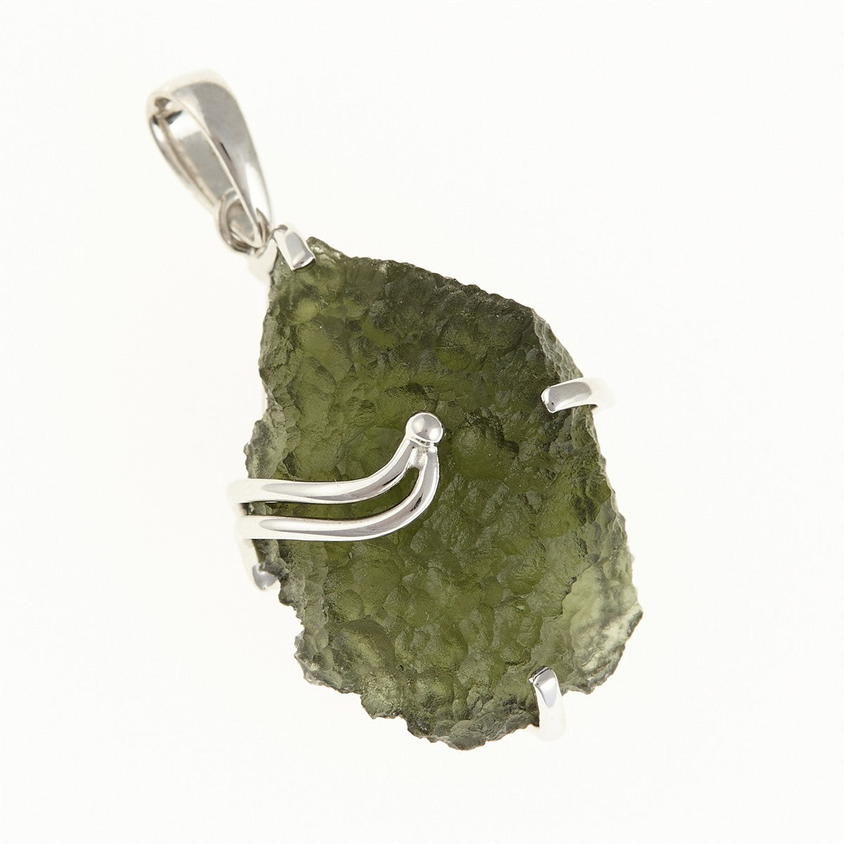 Silver pendant with a moldavite SM12083