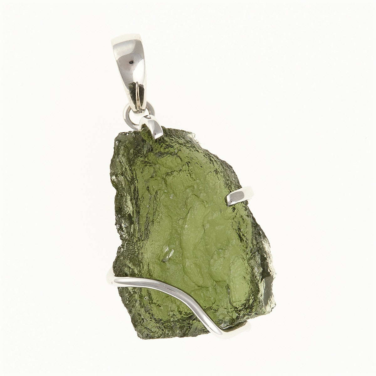 Silver pendant with a moldavite SM12086
