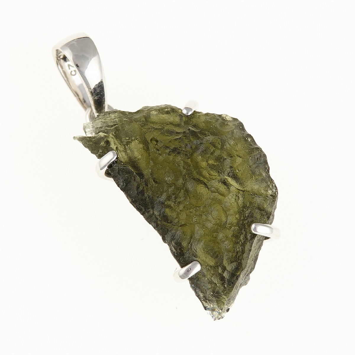 Silver pendant with a moldavite SM12087