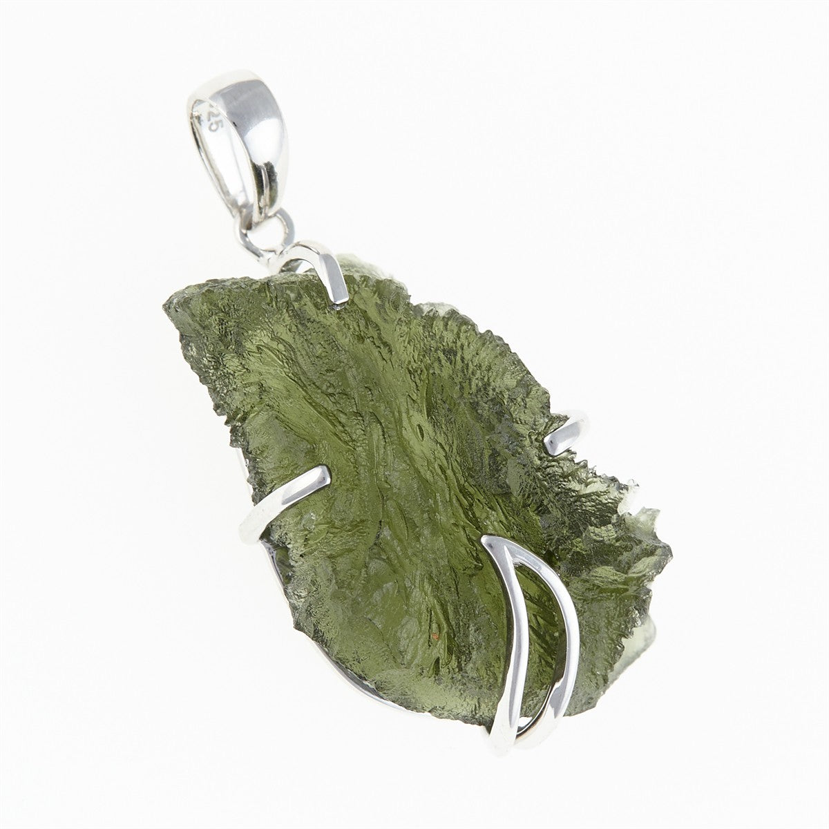 Silver pendant with a moldavite SM12089