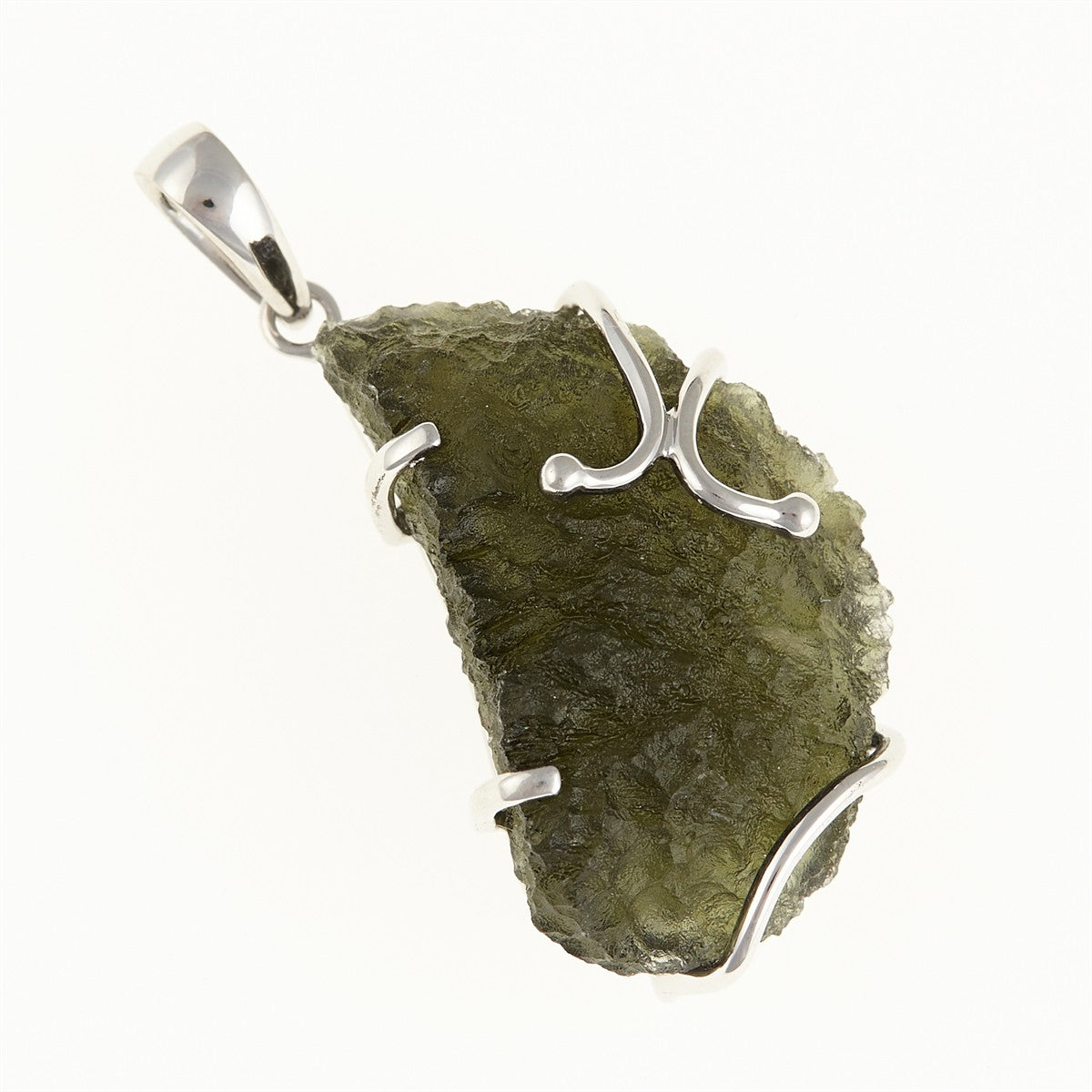 Silver pendant with a moldavite SM12091