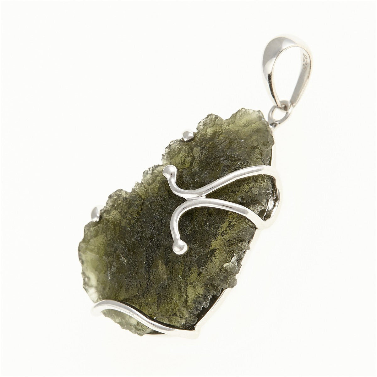 Silver pendant with a moldavite SM12091