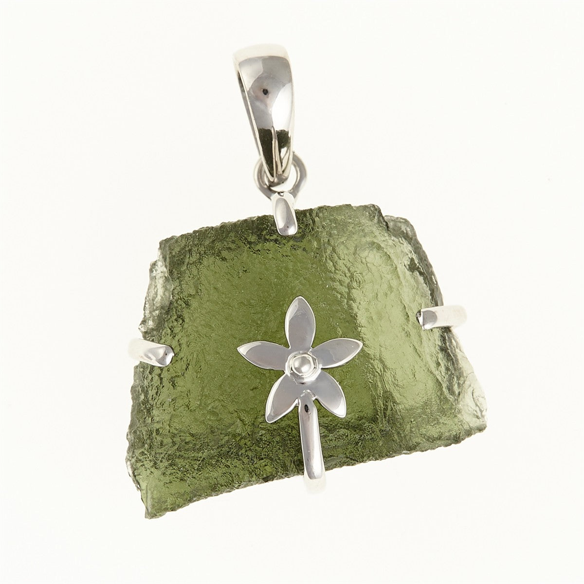 Silver pendant with a moldavite SM12123