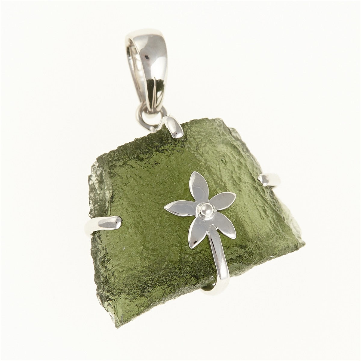 Silver pendant with a moldavite SM12123