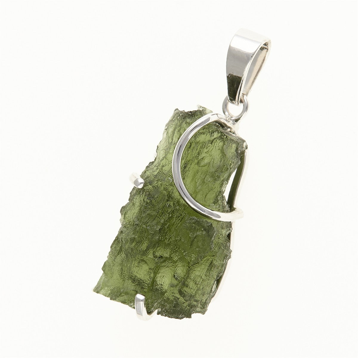 Silver pendant with a moldavite SM12144