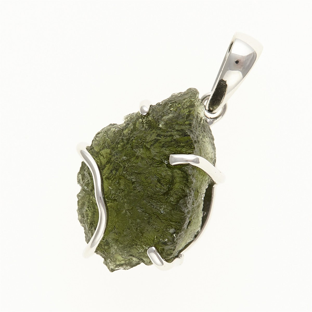 Silver pendant with a moldavite SM12151