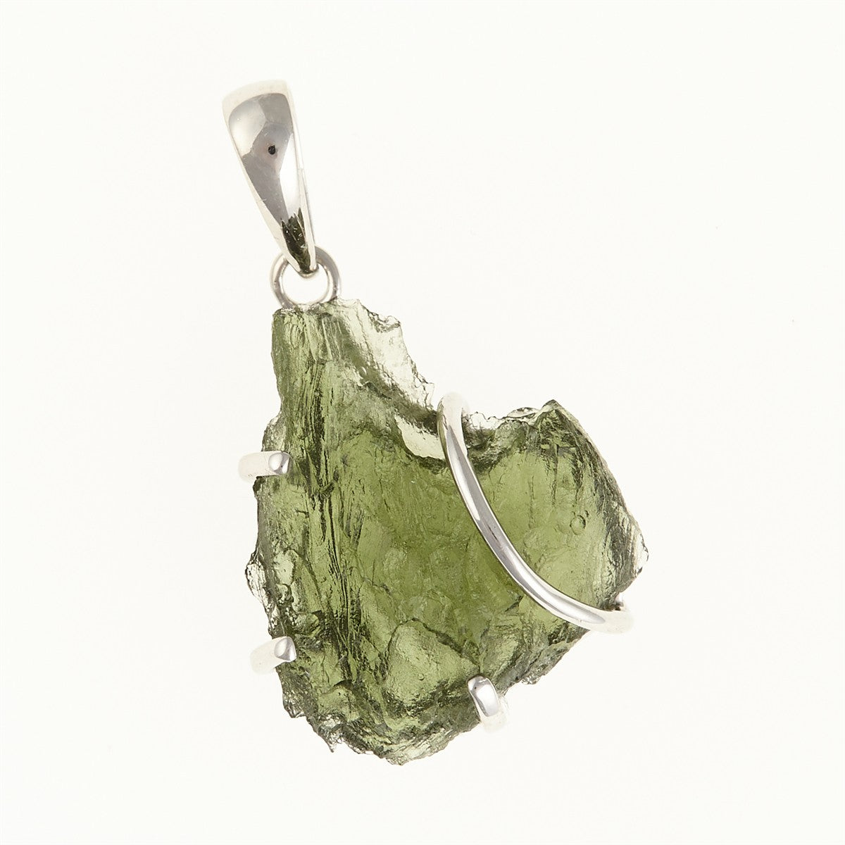 Silver pendant with a moldavite SM12152