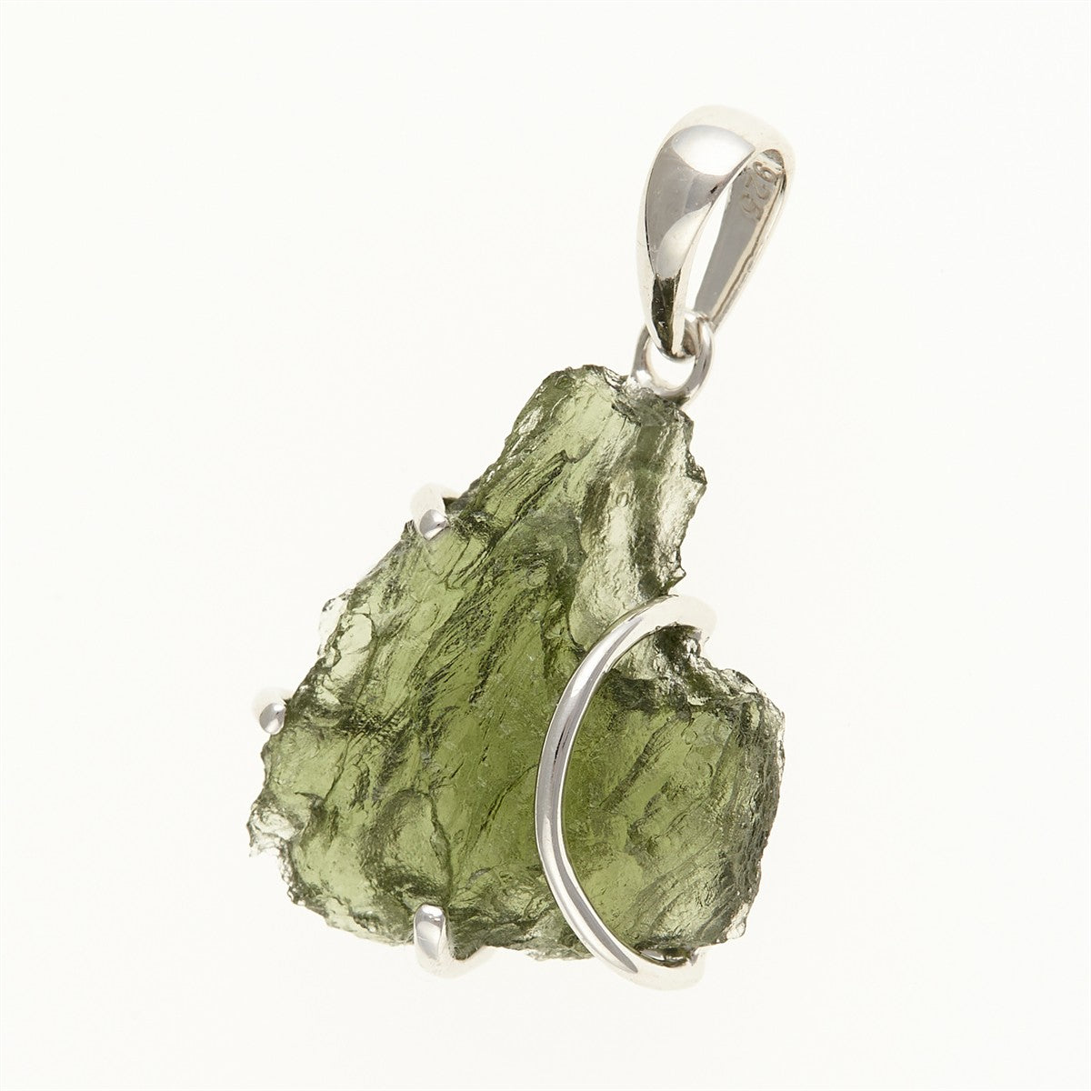 Silver pendant with a moldavite SM12152