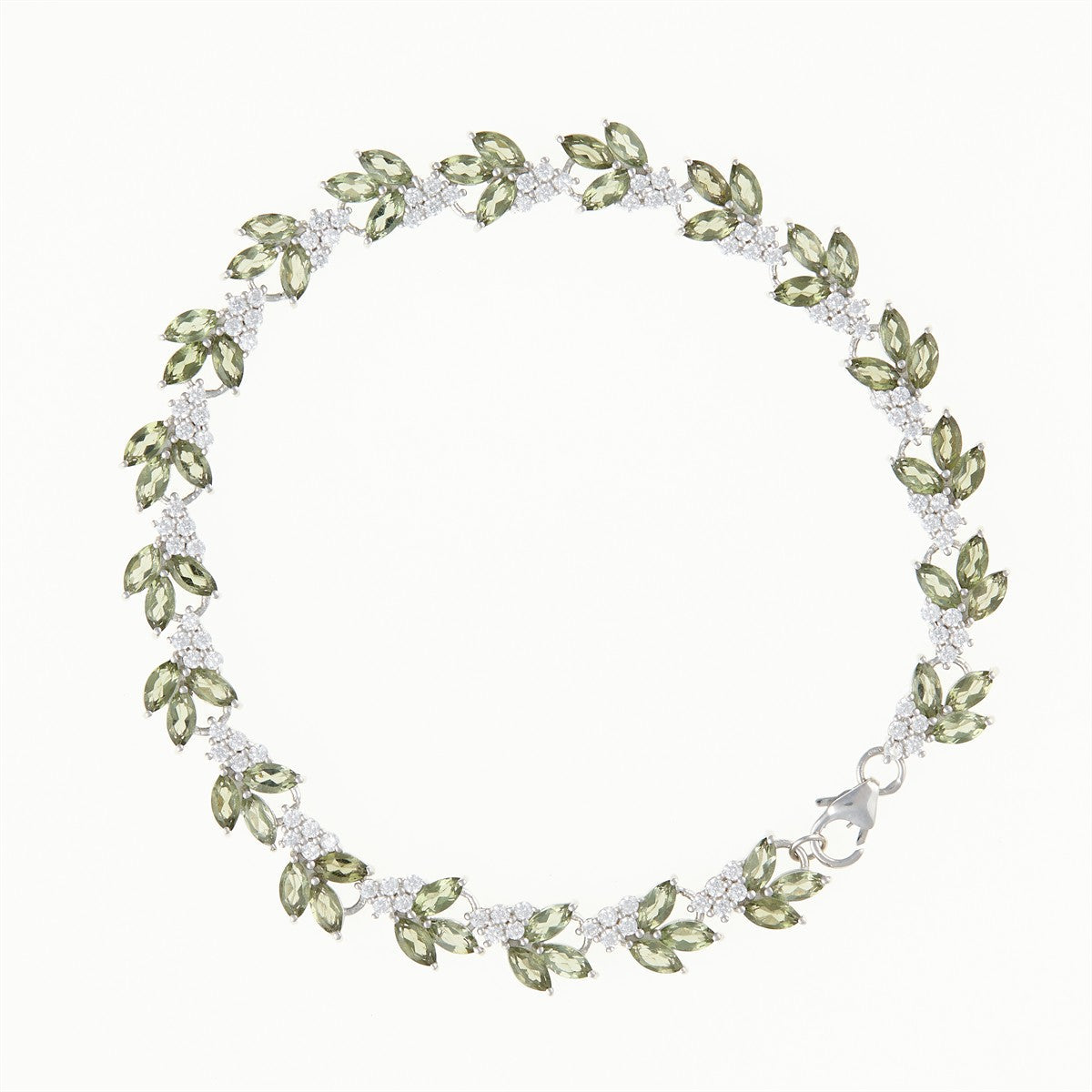 Silver bracelet with moldavites and zirconia SPB101